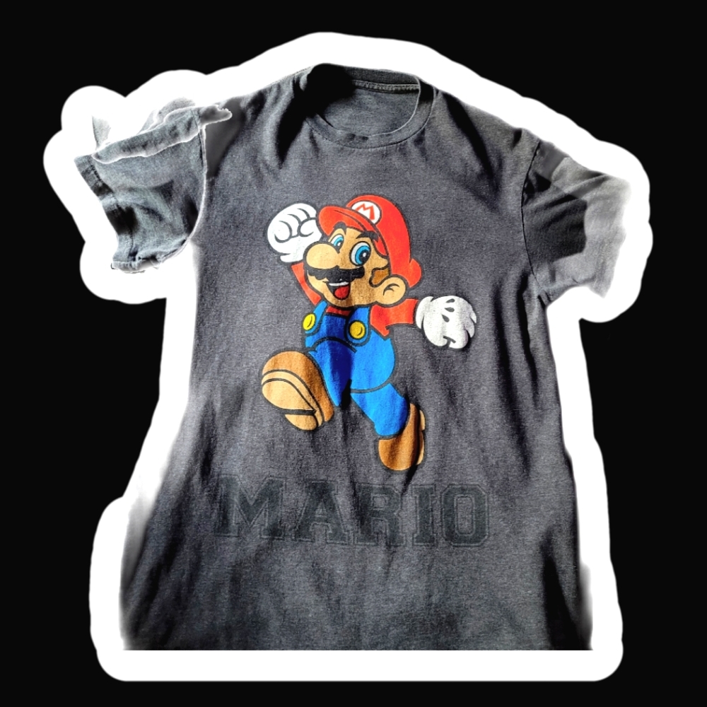 Super Mario * NINTENDO * t-shirt Grey men's Medium Good Condition 🔥🔥🔥